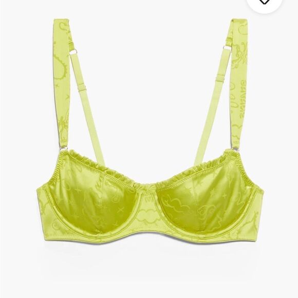 Savage Fenty Heavenly Satin Unlined Balconette Bra 34DD Grassy Green Musings NWT - Picture 5 of 8